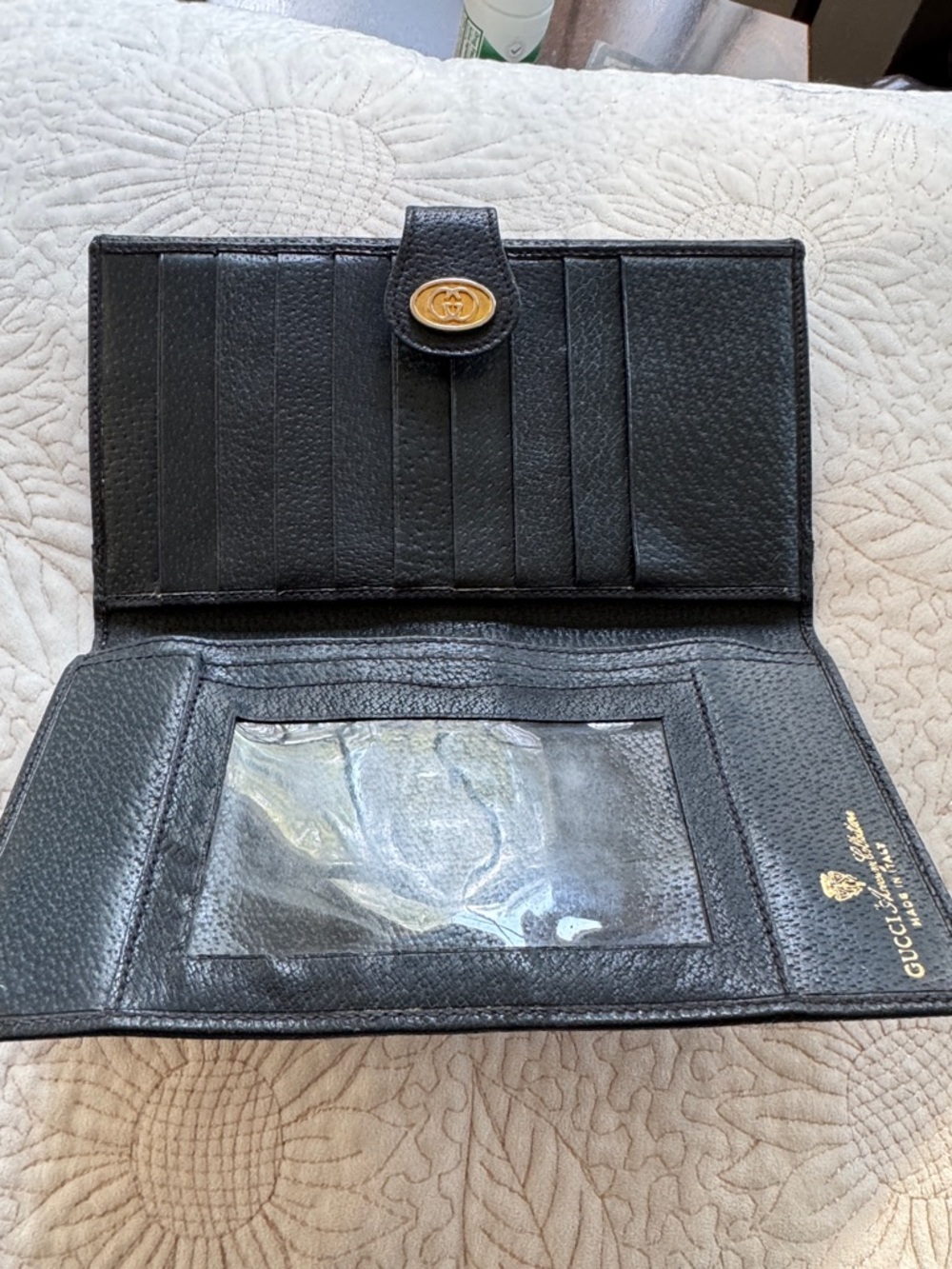 Gucci Blue and Red Monogram Continental Wallet with Gold Accent - Picture 6 of 10